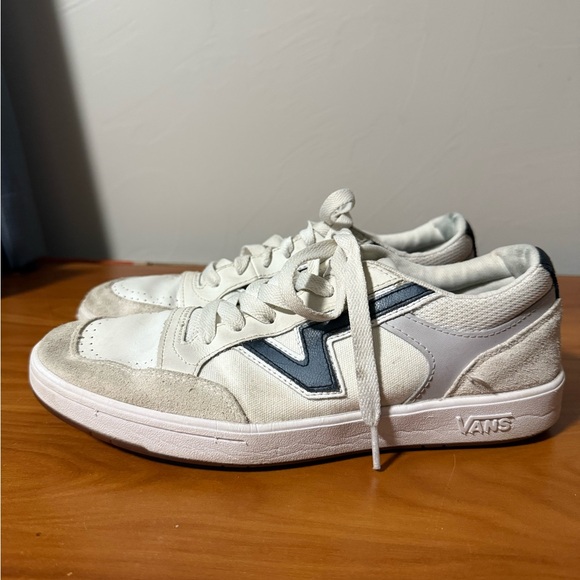 Vans Lowland ComfyCush White Blue Navy Suede Leather Sneaker Shoe Skate W10 M8.5 - Picture 1 of 10